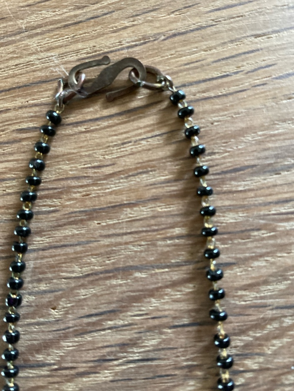 Elegant Mangalsutra Gold and Black Bead Layered Pendant Necklace - Picture 3 of 5